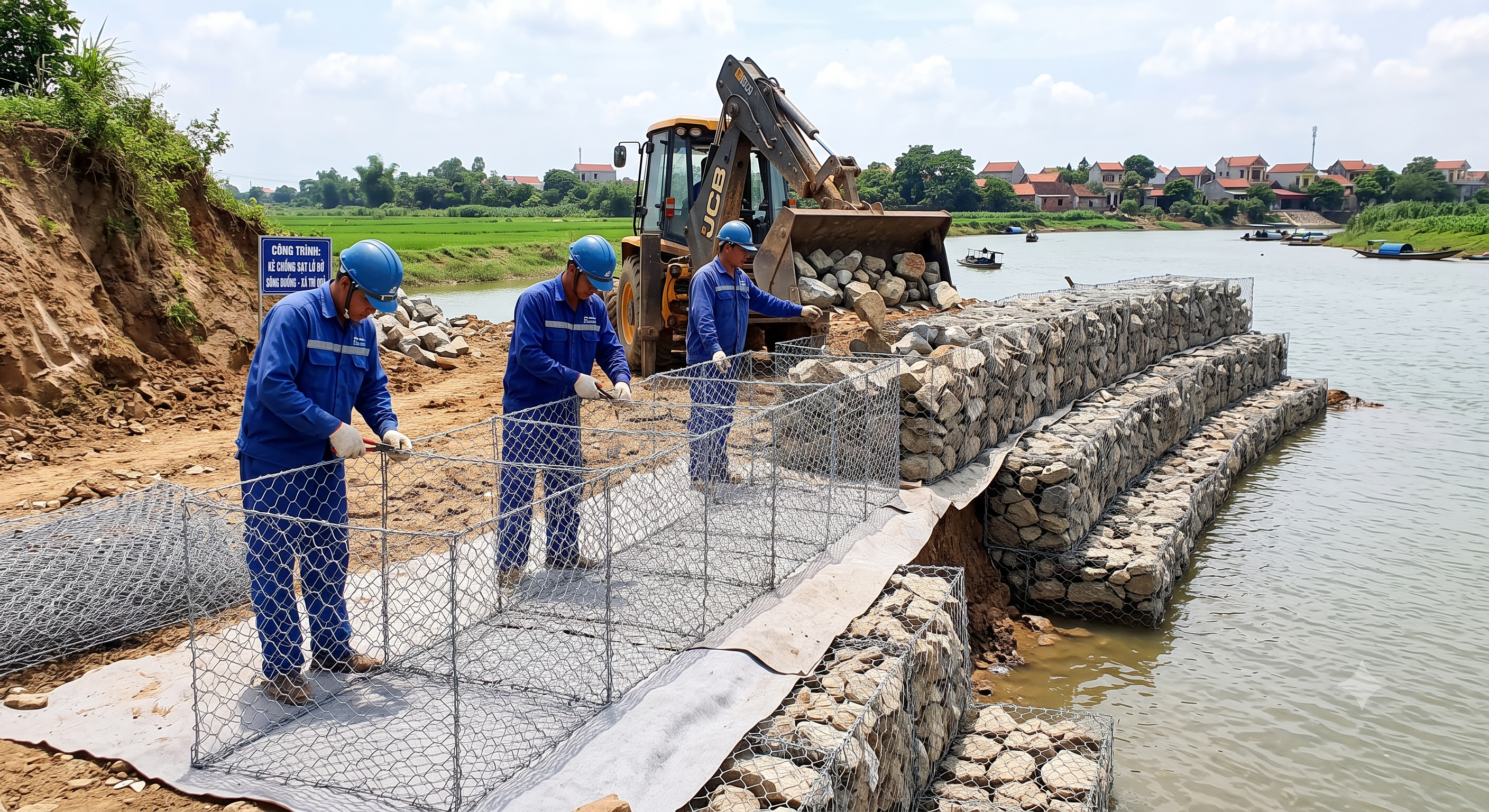 nh kè rọ đá có công nhân - Sao chép